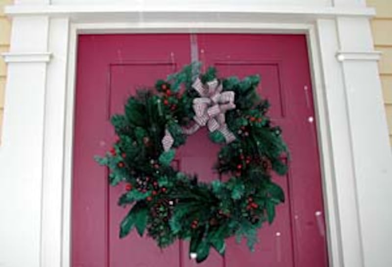 Wreath on home of Newel K. Whitney.