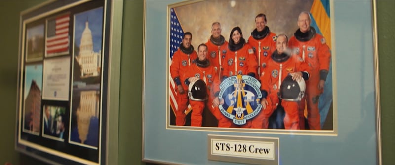 B-roll from José Hernández's virtual RootsTech keynote address shows a portrait of him and the rest of the STS-128 crew. The virtual address became available on FamilySearch.org on Feb. 13, 2026.