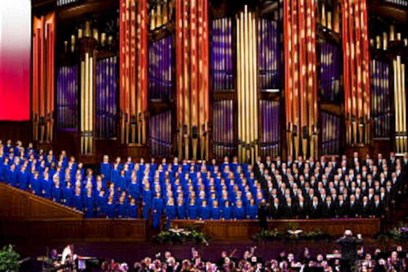 The Mormon Tabernacle Choir and the Orchestra at Temple Square perform at the Pioneer Day Commemorat