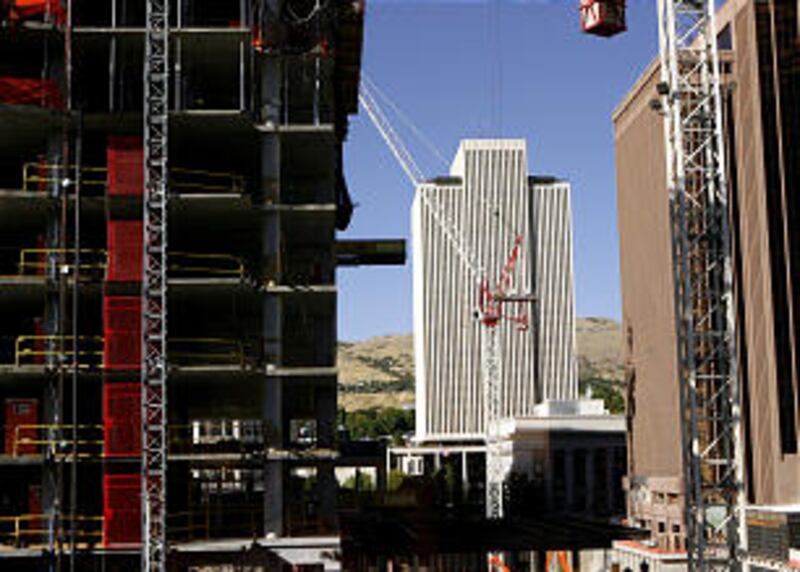 Construction of the City Creek Center is underway on Thursday, September 24, 2009.