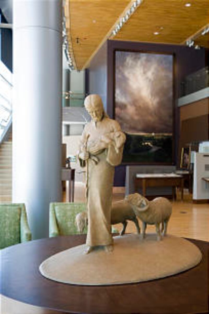 Sculpture of Christ serves as the anchor of the BYU exhibit "Education in Zion." The Savior provides