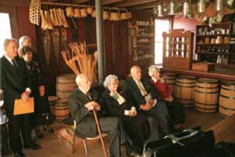 President Gordon B. Hinckley with his wife, Marjorie, and Elder David B. Haight with his wife, Ruby,