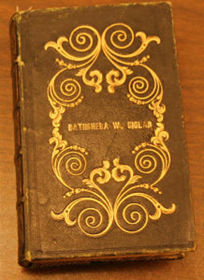 Elder Smith gave fiancee Bathsheba (Wilson) Bigler a copy of Book of Mormon printed in England.