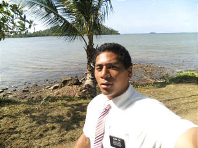 Elder Miller Toa snaps a shot of himself during his mission in Micronesia. Toa, 20, of Layton, Utah,
