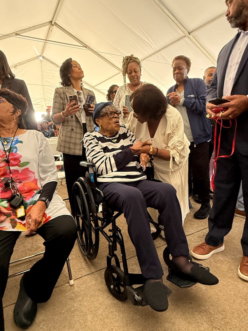 Dr. Opal Lee, civil rights activist known as the “Grandmother of Juneteenth,” arrives at the site of the future National Juneteenth Museum in Fort Worth, Texas, on Wednesday, Oct. 7, 2026. The Church of Jesus Christ of Latter-day Saints donated $3 million for the museum's construction and the building of a genealogy center in the museum.