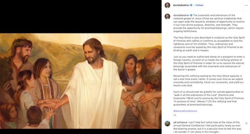 Elder Bednar of the Quorum of the Twelve Apostles posted about the importance of the covenants and ordinances of the restored gospel of Jesus Christ on Oct. 4, 2026.