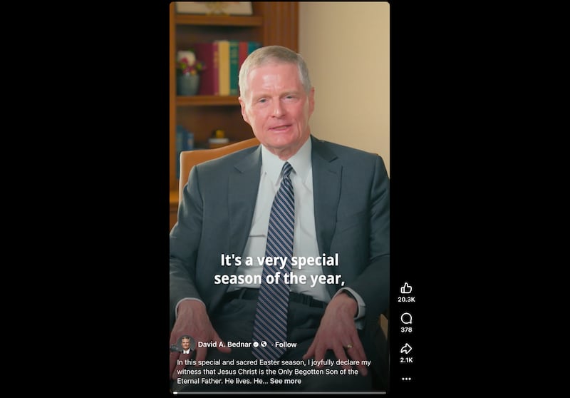 In a social media post from March 29, 2026, Elder David A. Bednar of the Quorum of the Twelve Apostles spoke on the joy of the Easter season, a time to "celebrate the life of the Lord Jesus Christ."