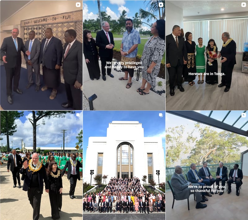 Selected video posts from Elder Neil L. Andersen's Instragram account show his recent Pacific Area ministry.