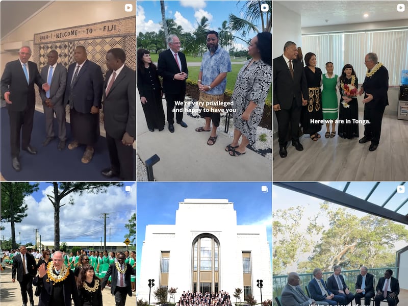 Selected video posts from Elder Neil L. Andersen's Instragram account show his recent Pacific Area ministry.