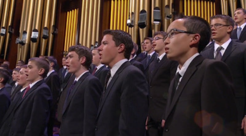 Aaronic Priesthood choir sings during the priesthood session of the 183rd Semiannual General Confere