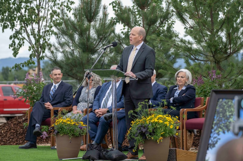 President Jonathan S. Byington of the Missoula Montana conducts the groundbreaking ceremony for the Missoula Montana Temple.