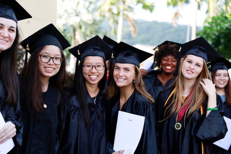 BYU-Hawaii graduates celebrate after commencement exercises held on Dec. 14.