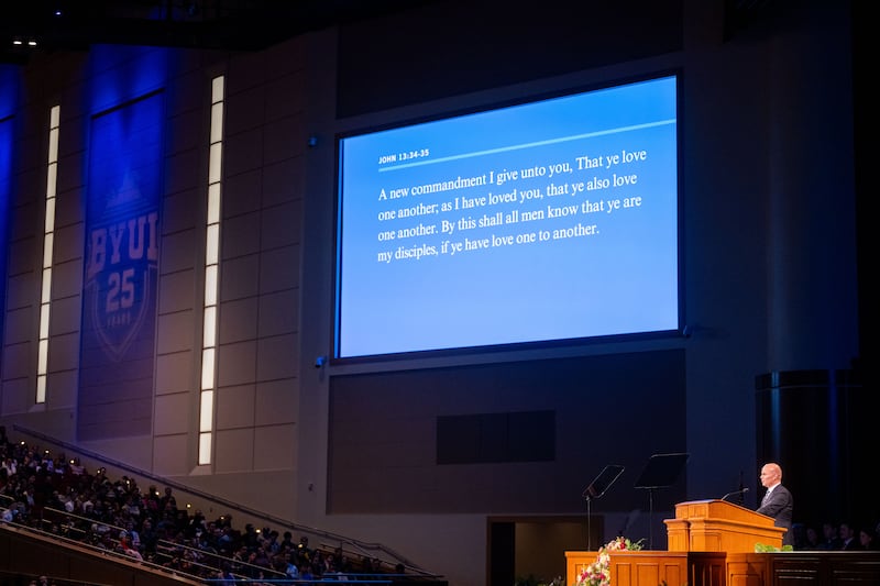 President Alvin F. Meredith III speaks to BYU–Idaho students during the first campus devotional of the semester, Jan. 13, 2026, in Rexburg, Idaho.