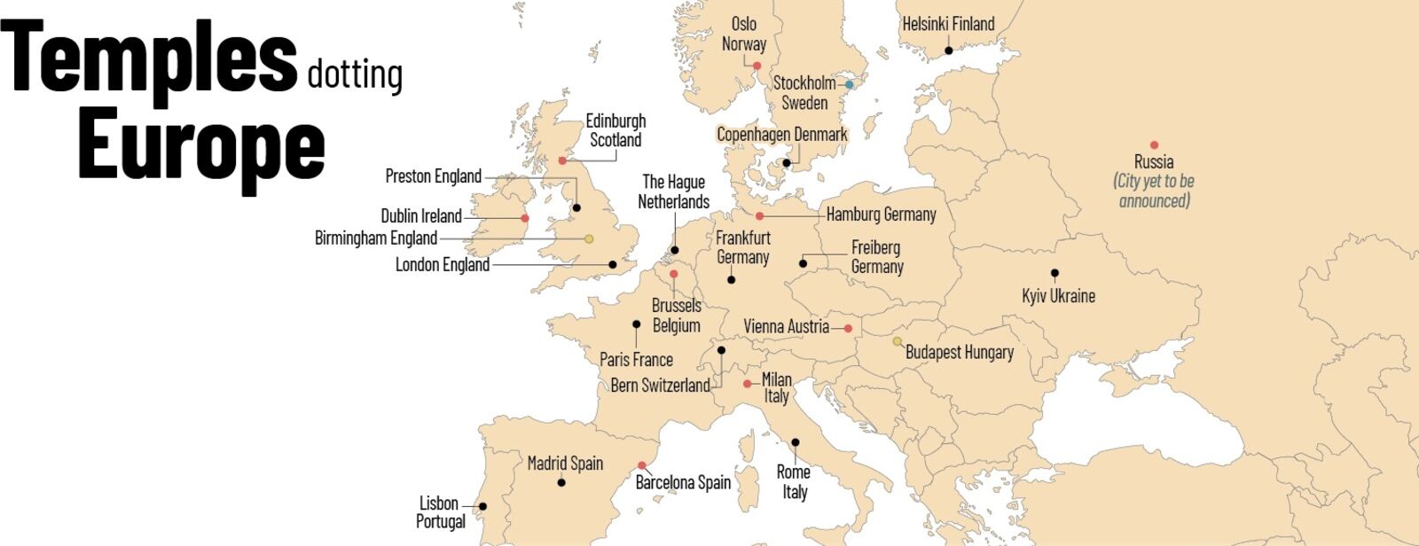 6 maps show the worldwide locations of the Church’s 367 temples ...