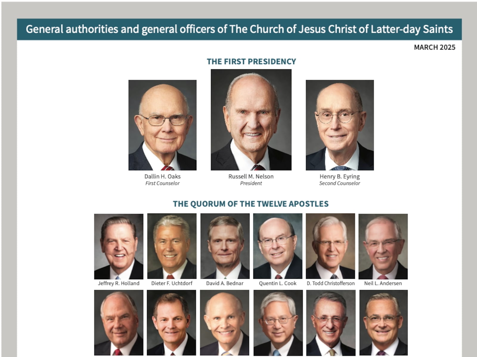 March 2025 Chart Of General Authorities And General Officers Church News March 2025 chart of general authorities and general officers church news