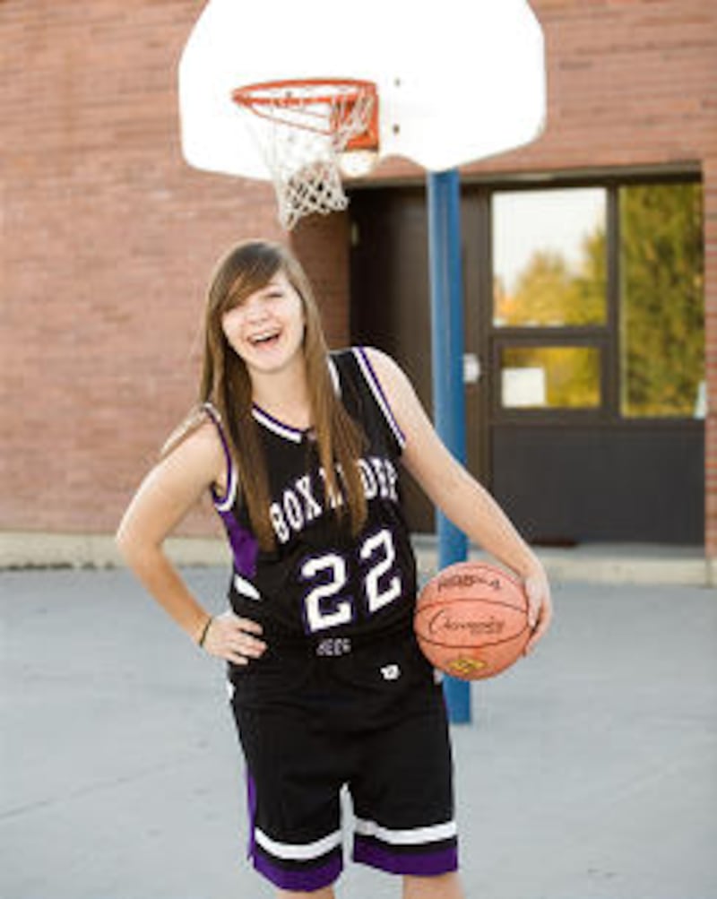 Laney Peacock in her Box Elder Bees basketball uniform.