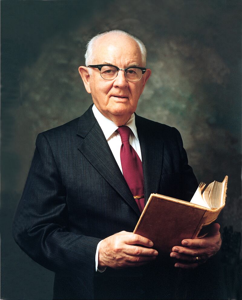 A portrait of former Church President Spencer W. Kimball.