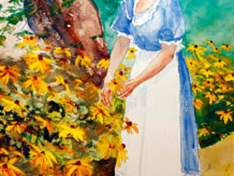 Elder Scott's wife was the model for "Jeanene in Pioneer Dress."