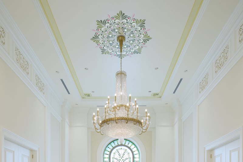 A chandelier in the Davao Philippines Temple.