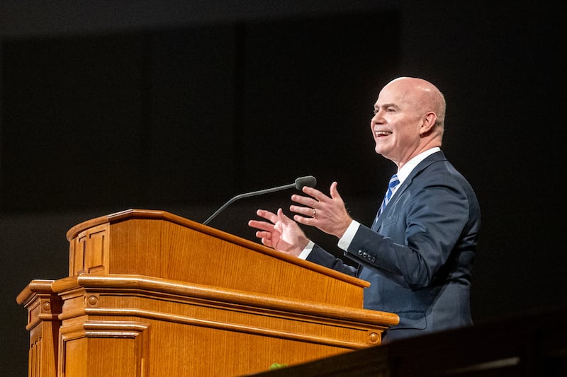 President Alvin F. Meredith III speaks to BYU–Idaho students during the first campus devotional of the semester, Jan. 13, 2026, in Rexburg, Idaho.
