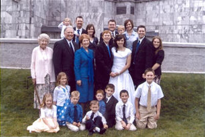Francine Cowie, Washington Mother of the Year, at the wedding of her son. Her husband, Douglas, moth