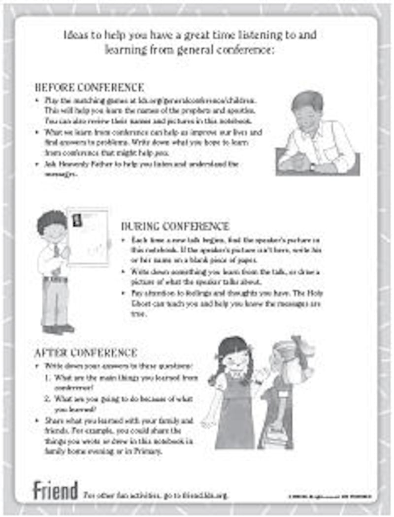 "General Conference Notebook" has space for writing thoughts or drawing pictures pertaining to gener