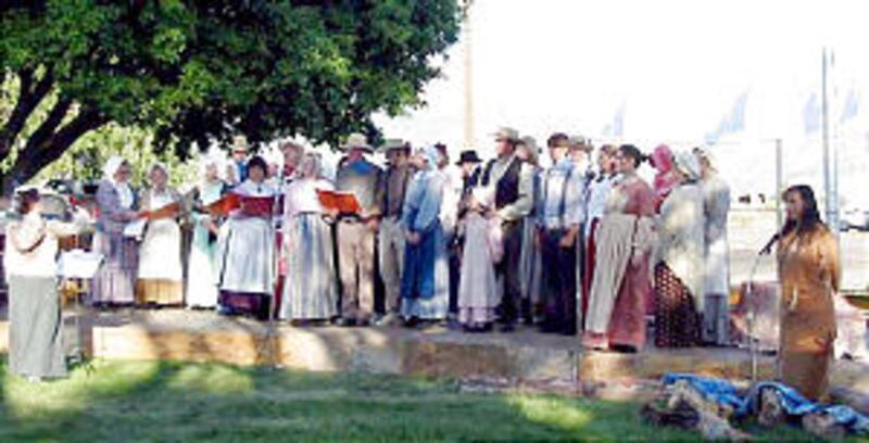 Harmony Valley residents sing the story of the early
settlement of their area in the First Annual Fo