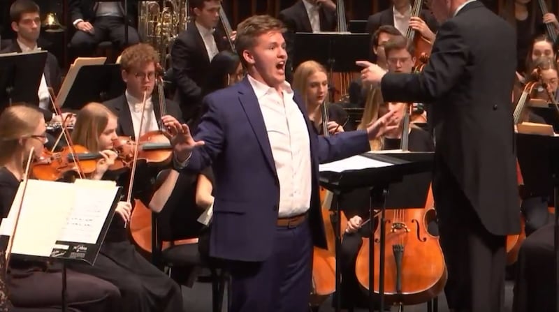 Latter-day Saint opera singer Jonah Hoskins sings with the BYU Philharmonic Orchestra.