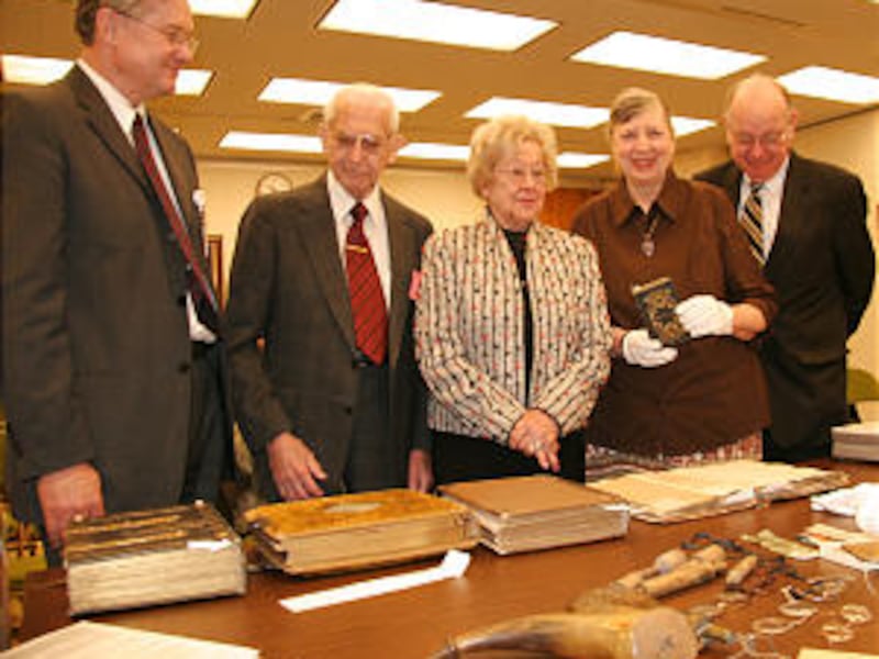 Richard Oman with G. Harlan Clark, Mary Alice Jeppson Clark of slc,a nd S. William Allred, MD,., and