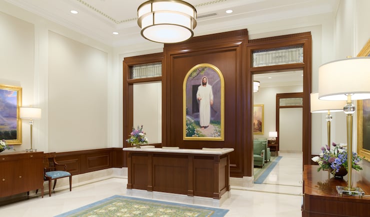 The recommend desk in the Willamette Valley Oregon Temple.