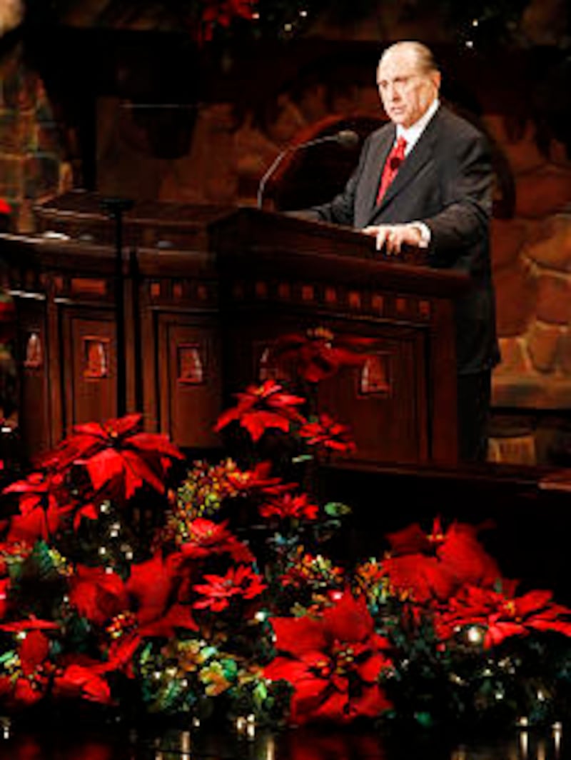 President Thomas S. Monson speaks during the First Presidency's Christmas Devotional Sunday, Dec. 4,