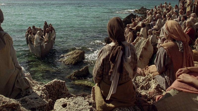 Jesus teaches in parables in this scene from the Bible Videos.