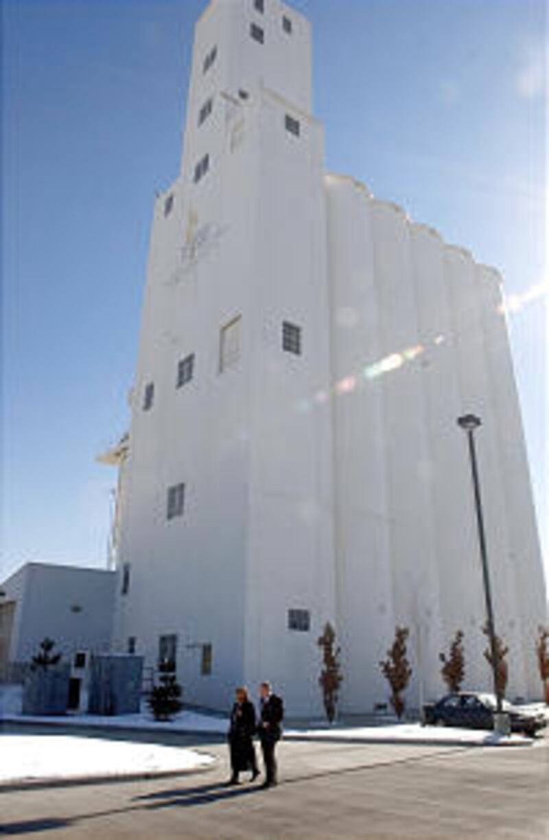 The iconic 178-foot-tall grain elevator at the Church's Welfare Square stands as a symbol of the Chu