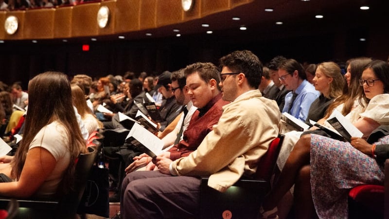 Young single adults gather for a devotional at the David H. Koch Theater at Lincoln Center for the Performing Arts in New York City on Sunday, Sept. 20, 2026.
