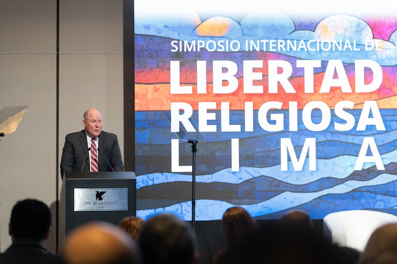 Gary B. Doxey, associate director of BYU’s International Center for Law and Religion Studies, speaks at the first International Symposium on Religious Freedom in Lima, Peru, Aug. 4-5, 2026.