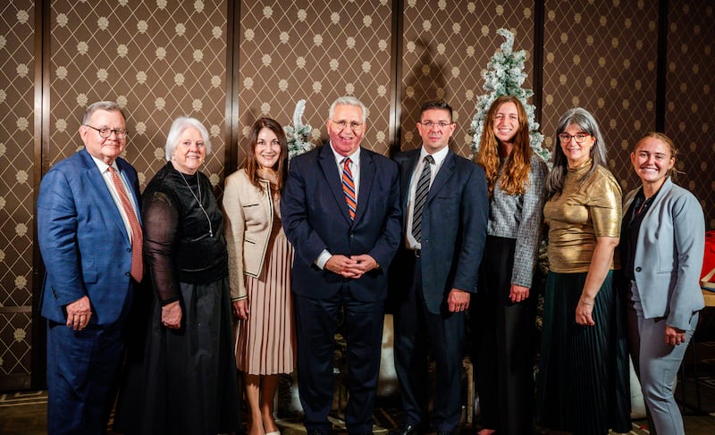 Community and church leaders pose for a photo in Geneva, Switzerland in Dec. 2025. Elder Rubén V. Alliaud, president of the Europe Central Area, stands fourth from left.