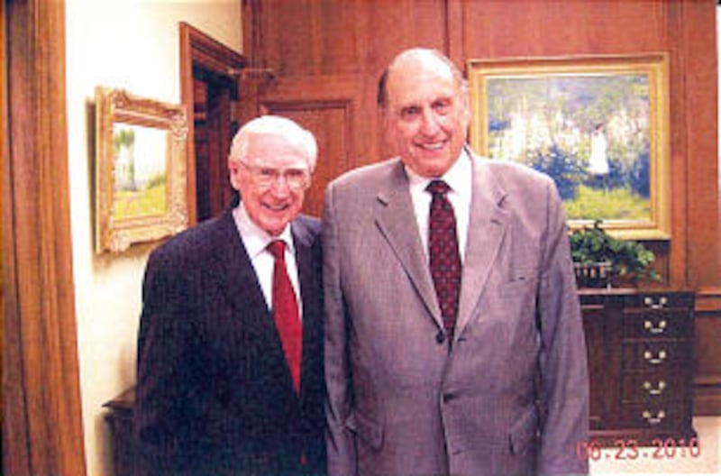 Elder Glen L. Rudd, left, and President Thomas S. Monson have been friends for more than 65 years.