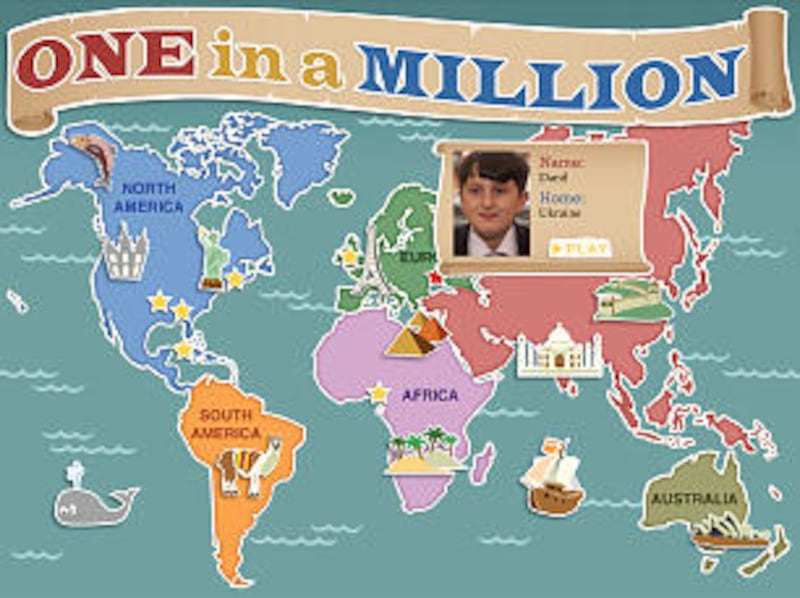 World map, one of the screens in "One in a Million," reflects the worldwide scope of the online feat