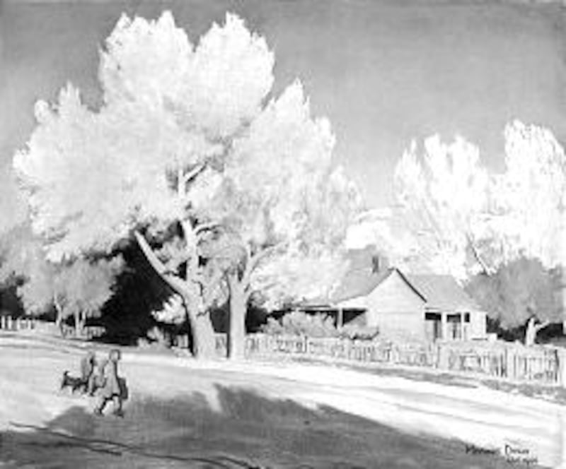 Maynard Dixon painted "Mormon Home" in 1940. Dixon and his family sometimes stayed with LDS families
