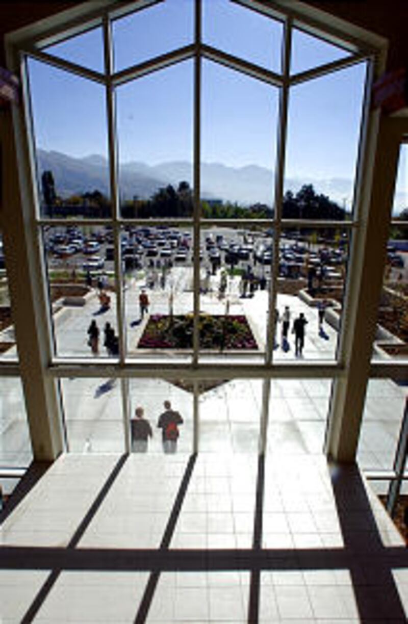 Lookong out the South windows of the new Salt Lake University institute of Religion after the Dedica