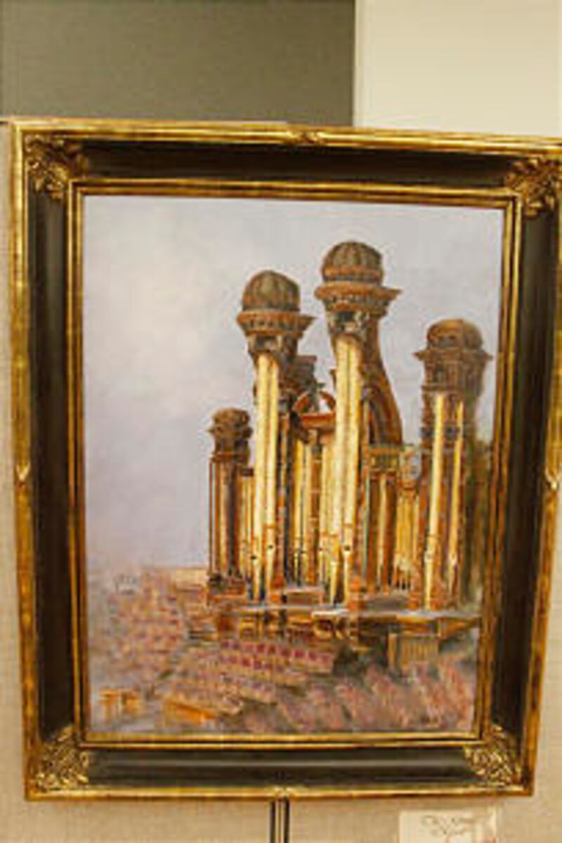 A painting of the Salt Lake Tabernacle Organ shows the grand pipes and beautiful craftsmanship of th