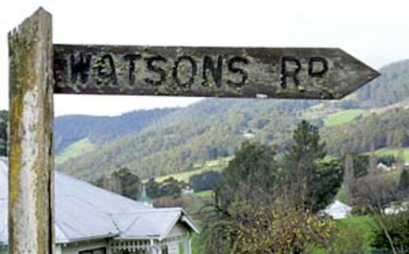An old road sign with name of prominent LDS family, the Watsons.
