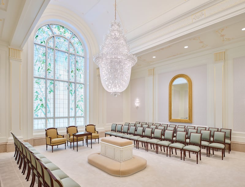 A sealing room inside the Lindon Utah Temple.