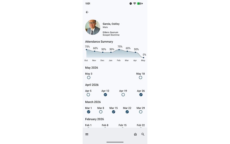 A feature in the Member Tools app provides a quick, at-a-glance view of class attendance summaries to better support and minister to class members.