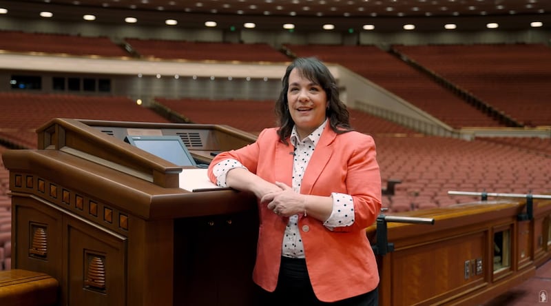 Jody Hadfield, a broadcast and events producer for the Church, is featured in a new Church video about the behind-the-scenes work of audio and light technicians before general conference.