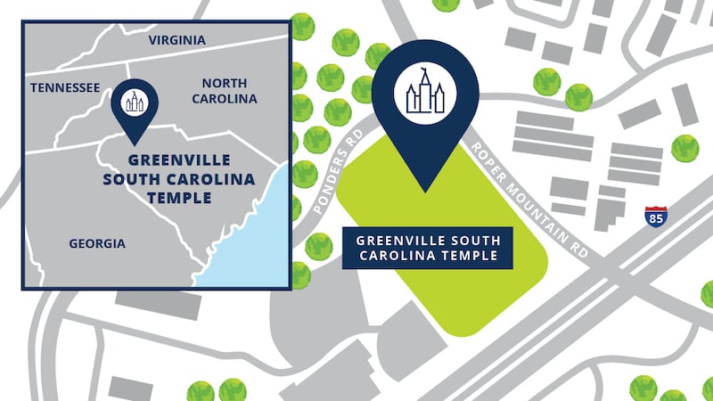 Site map for the Greenville South Carolina Temple.