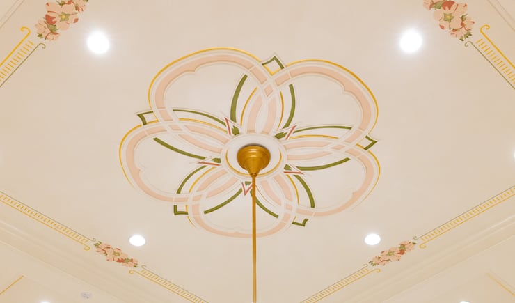 A chandelier inside the Modesto California Temple.
