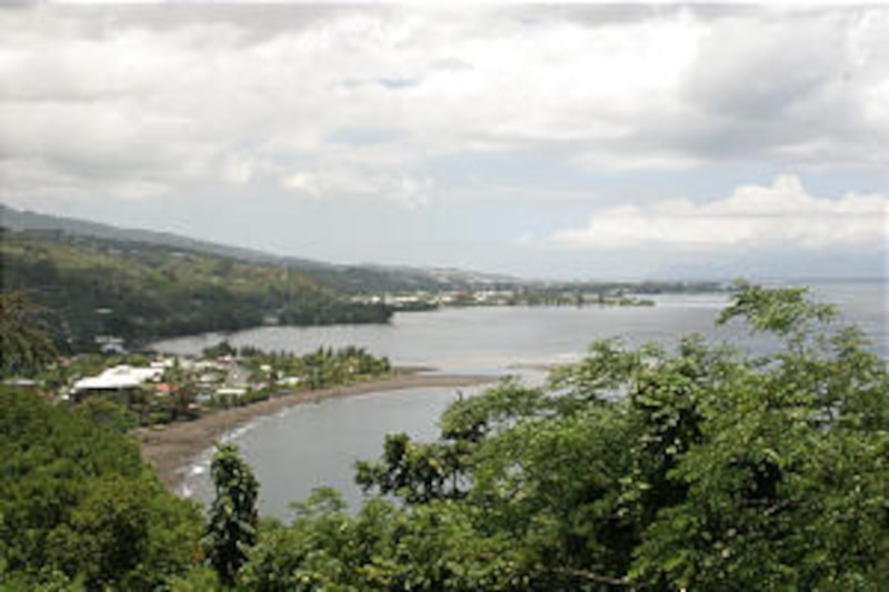 From a popular overlook on Moorea Island in French Polynesia, onlookers can see two bays. Beautiful