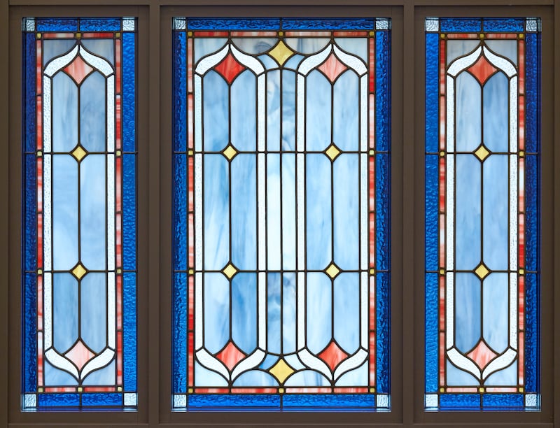 An art-glass window inside the Cleveland Ohio Temple.