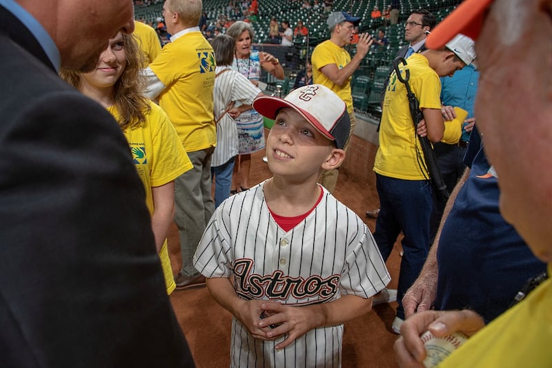 Young athlete Luke Nelson from Bridge City, Texas, at Minute Maid Park in Houston on June 18,